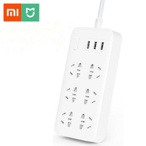 Original Xiaomi Mijia Mi Power Strip 2A Fast Charging 3 USB Extension Socket Plug 6 Standard Sockets