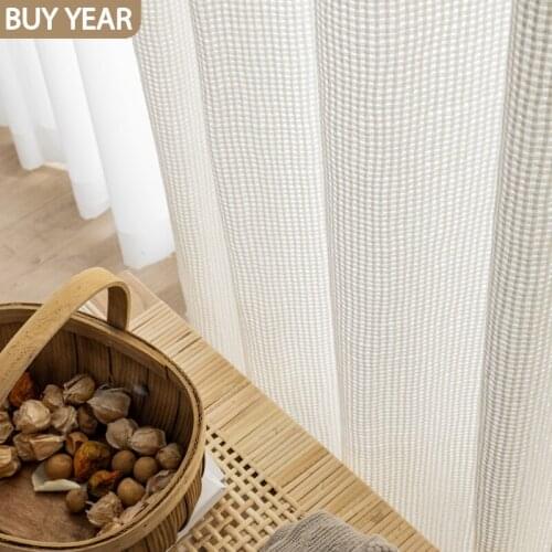 Japanese-style Curtains for Living Room Bedroom Oxygen Tulle Translucent Cloth Lattice Curtains Kitchen Curtains French Window
