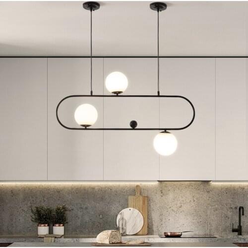 Industrial Style ring led chandelier Art Swing Buckle Design Nordic Glass globe chandelier Restaurant Parlor kitchen island lamp