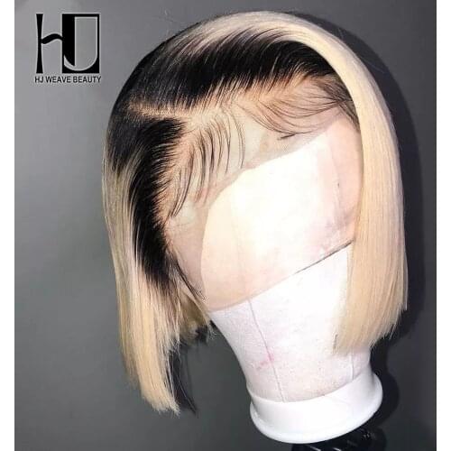 T1B 613 Honey Blonde Straight Short Bob Wig Pixie Cut Lace Front Human Hair Wig Pre Plucked Lace Front Wig For Women 180% Remy