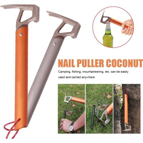 Outdoor Camping Tent Peg Hammer Multifunctional Hiking Fishing Stainless Steel Stakes Nail Puller Hammer Mountaineering Climbing