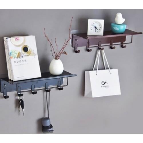 Bathroom Punch-Free Shower Storage Rack Towel Bar Robe Hanging Hooks Vintage Metal Iron Home Wall Mounted Decorative Suction Cup