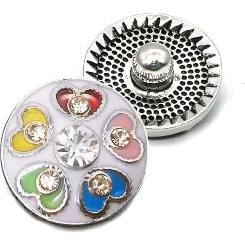 High quality metal Rhinestone Snap Buttons w201 flower Diy Jewelry fit 18mm Snap button Necklaces/Bracelets for women