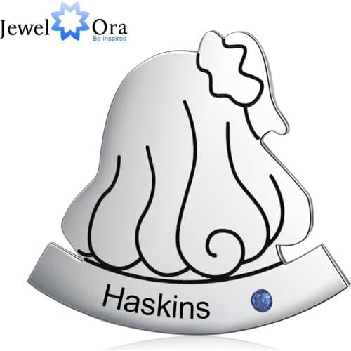 JewelOra Designer Personalized Cute Hair Shaped Name Engraved Brooch Customized Birthstone Brooches for Women Birthday Gifts