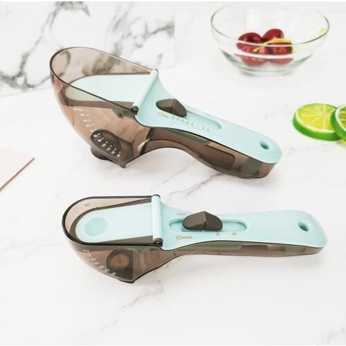 1pc Measuring Spoon Milk Powder Baking Condiment Plastic Scale Adjustable Baking Tool Kit With Scale For Home Kitchen
