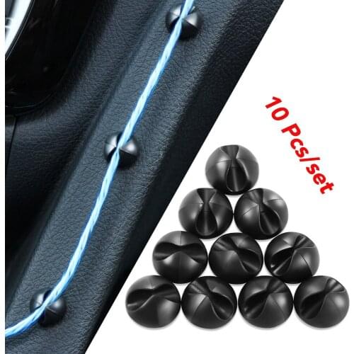 10pcs For Mitsubishi ASX Suzuki Subaru Acura Jeep Fiat 500 Hyundai Solaris Car Styling Fixed Data Cable Wire Clip Stickers