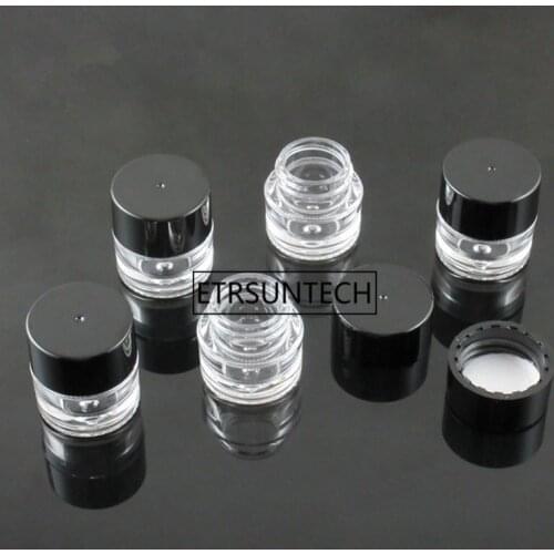 2g Round Plastic Cosmetic Container Clear Cream jar With black Lid Sample Jar 2ml Plastic Jar Packaging F20171786