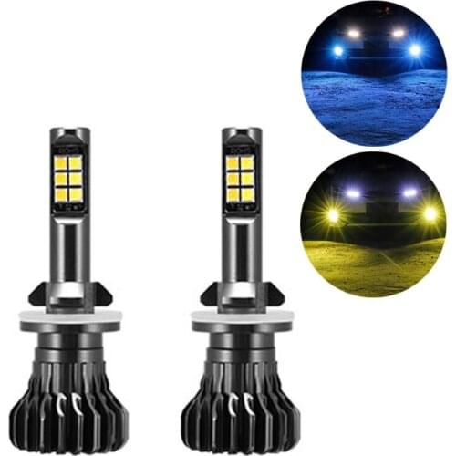 2PCS LED Fog Lights Bulbs Dual Color Bulbs H1 H3 880 881 Auto Fog Lamp DRL Car Daytime Running Light