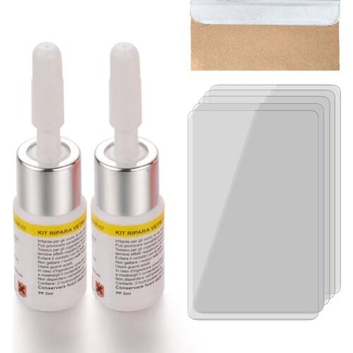 2pcs Auto Windshield Glass Chips Crack Resin Glue Universal Car Window Repair Kit Car Window Repair Polishing Fix Kit