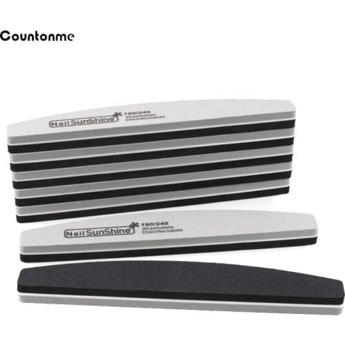 5/10Pcs Sponge Nail Buffer 180/240 Boat Double Sided Nail Files Grey/Black Emery Board Manicure Sanding Beauty Tools Supply
