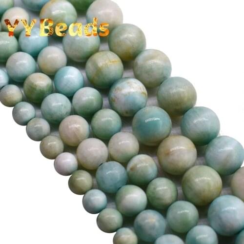 A+ Natural Semi-precious Blue Larimar Beads Round Loose Beads For Jewelry Making Diy Charms Bracelet Necklace 6 8 10mm 15"strand