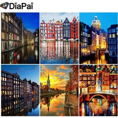 DIAPAI 5D DIY Diamond Painting 100% Full Square/Round Drill "City street house" 3D Embroidery Cross Stitch Home Decor