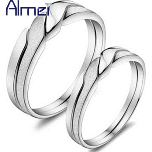 Almei China Couple Rings for Men&Women Gifts Silver Color Jewelry Wedding Alliance Mariage Pair Ring Anillos Anel Jewellery J051