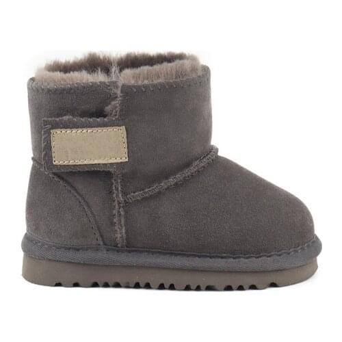 Australian ankle Snow Boots Genuine Leather Boots for Girls Boys Winter Warm Childrens Shoes Plush Fur Convenience Kids shoes
