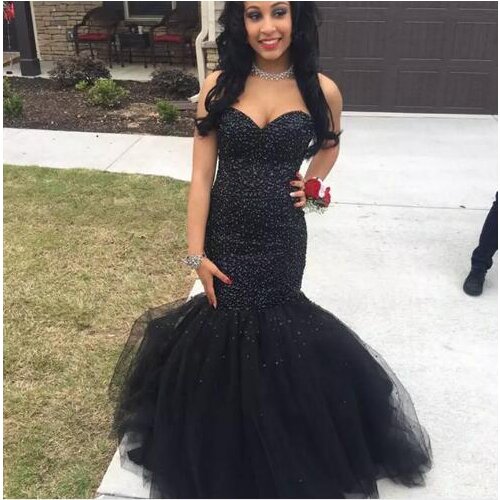 Black Girl Africa Mermaid Evening Dresses Long Major Beaded Cheap Formal Evening Dress Custom Plus Size Gowns Graduation Dresses