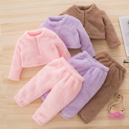 6M-4T 2021 New Winter Baby Boy Girl Clothes Set Flannel Fleece Toddler Child Warm Catoon Outfit Kids Home Suit