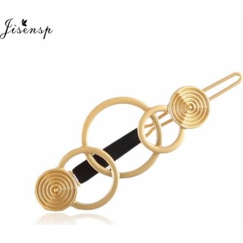 Jisensp Top Quality Gold Color Metal Hairpin Girls' Hair Clips Women Fashion Hair Accessories Circle Hair Clips Hairpins