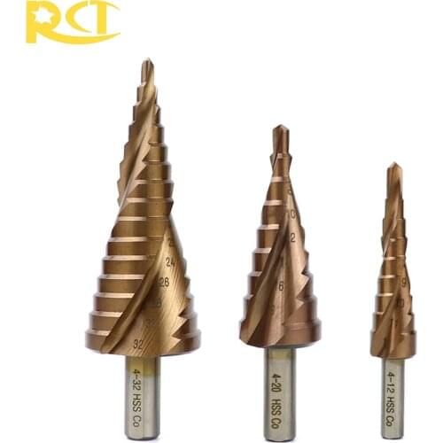 M35 Cobalt Step Drill 4-12/4-20/4-32mm High Speed Steel Drill Bits Spiral Groove Triangle Shank For Stainless Steel Hole Tools