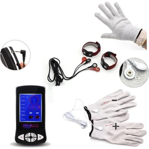 Electric Shock Cock Ring Gay Penis Ring Treatment Female Orgasm Offbeat Shock Conductive Massage Gloves Sex Toys For Men Women