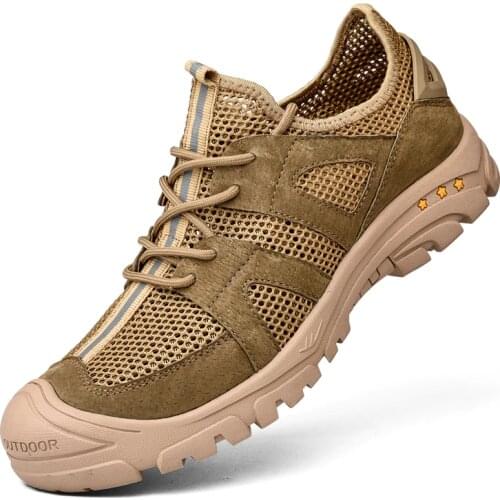 Summer Outdoor Mens Hiking Shoes Summer Breathable Mesh Mountaineering Non-slip Footwear Hot-sale Trekking Sneakers Male