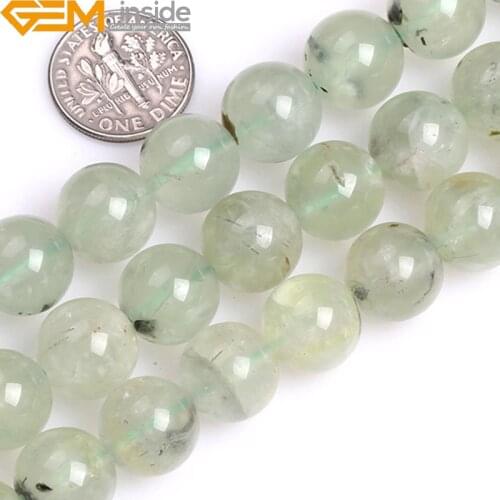 Gem-inside Round Fashion Green Prehnites Loose Stone Beads For Jewelry Making DIY Christmas Jewellery 8-12mm 15inches