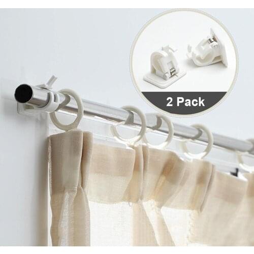 New 2Pcs Self-Adhesive Hooks Wall Mounted Curtain Rod Bracket Shower Curtain Rod Fixed Clip Hanging Rack Home Decor Hook Tools