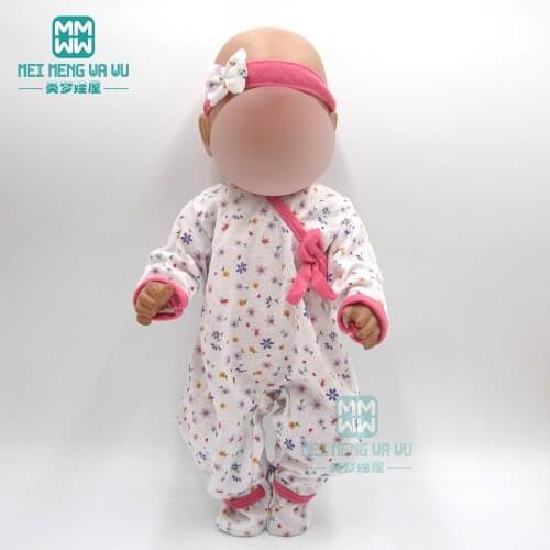 Doll clothes for 17inch 43cm baby new born dolls Pink crawling clothes