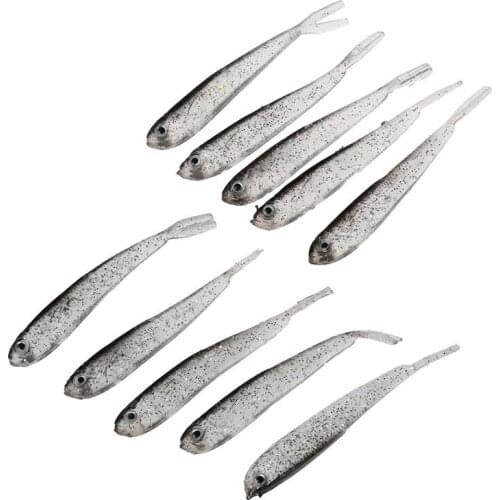 Hot-10 pcs fishing lure artificial fish bait soft silicone creme low darkness