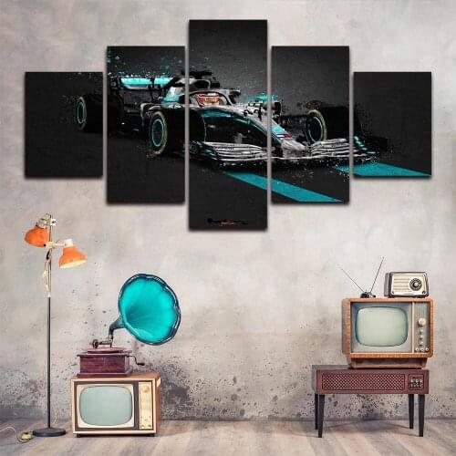 Lewis Hamilton F1 Racing Cars Poster 5 Piece Canvas Wall Arts Modular HD Paintings For Living Room Prints Bedroom Home Decor