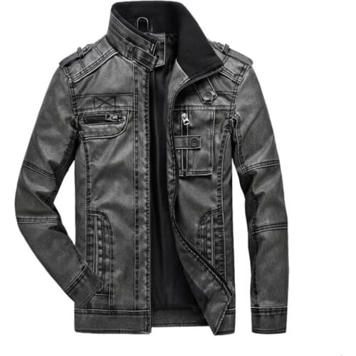 New Retro Motorcycle Leather Jacket Men Coat Spring Autumn Pocket PU Jacket Male Zipper Leather Jacket Oversize 7XL