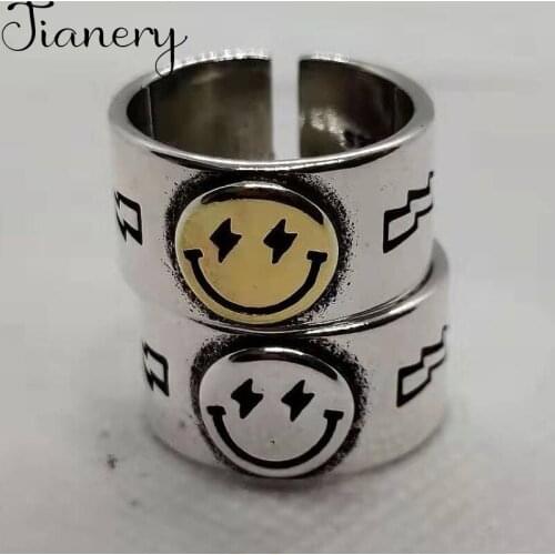 Luxury Brand Smile Face Rings For Women Wedding Engagement Charm Knuckle Rings Men Vintage Jewelry Romantic Party Gift
