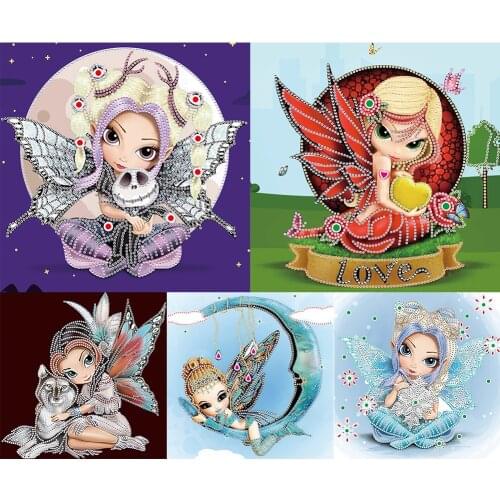 5D Diamond Painting Elf Girl Partial Special Shape Drill DIY Cartoon Rhinestone Picture Kit Home Wall Crafts Decoration 30x30cm