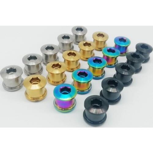 Colorful Cycling Bike Bicycle Titanium Ti Crank Set Chain ring Bike M8 Bolts 6.5mm Nuts 5pairs/lot MTB Riding Bicycle Bike Part