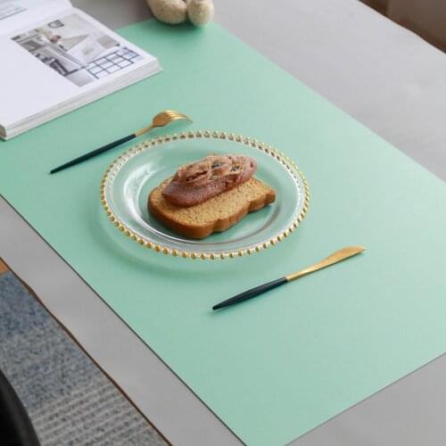 Desk mat Childrens solid color student desk tablecloth Office desk Decor leather tablecloth oilproof waterproof Placemat custom