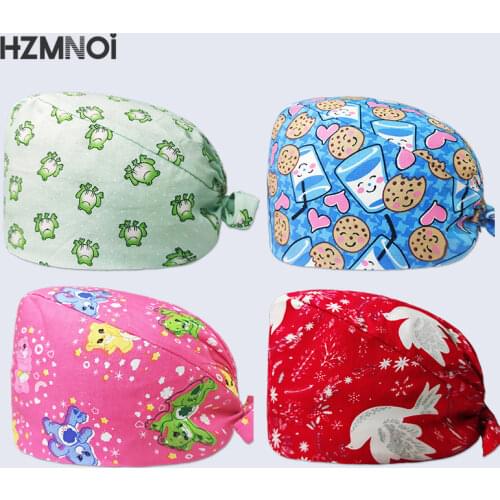 New Product Colorful Printed Nurse Cap Surgical Cap Pet Hospital Surgeon Cap Dentist Cap Beauty Salon Chef Dustproof Scrub Cap