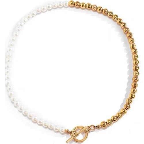 Trend fashion vintage pearl necklace for women ins style simple beads neck chain aesthetic jewelry womens accessories love gift