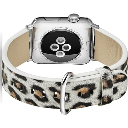 Genuine Leather for Apple Watch Slim Leopard Bands 38 40mm 42 44mm for iWatch SE Womens Strap Classic Wristband Series 6 5 4 3 2