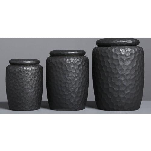 Handmade Chinese Tea Box Black Airtight Ceramic Teaware Container Tea Box Organizer Storage Jars Porcelana Tea Caddies ED50TB