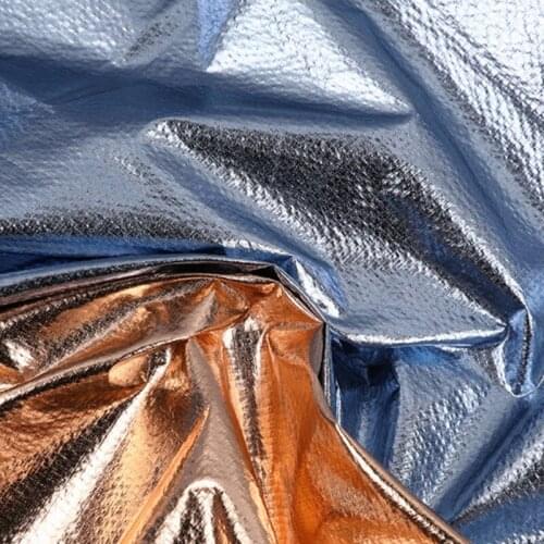 Wholesale roll 20D bronzing grid nylon fabric High-fastness metallic shiny down jacket cotton fabric Windbreaker coat material