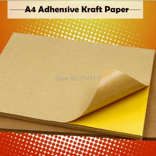 A4/210mmx279mm Kraft Paper Self Adhesive Labels Printing Paper Five Books/250Sheets Back with Matte Carton Adhensive Kraft Paper