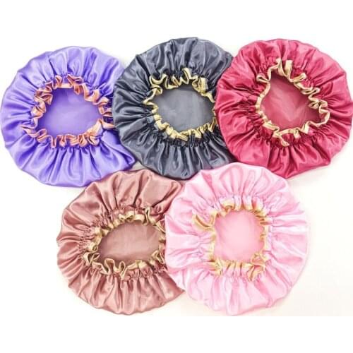 Waterproof Shower Cap Resuable Lace Elastic Band Bath Hair Caps Hat Bath Shower Bouffant Cap For Women Double Layered Shower Hat