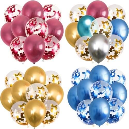 10pcs 12inch Glossy Metal Latex Balloon Glitter Confetti Baloons Kids Birthday Wedding Party Supplies Metal Balloons Decoration