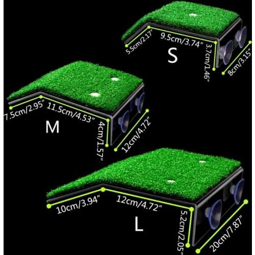 Turtle Basking Drying Platform Suction Cup Tortoise Climbing Ladder Simulated Lawn Landscaping for Reptile Fish Tank Aquarium