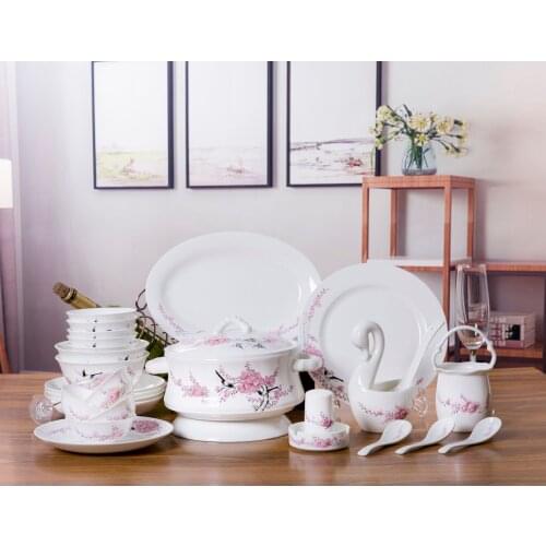 Wedding Guci hand painted tableware set Jingdezhen bone china tableware set gift China Household bowl and Dish Set