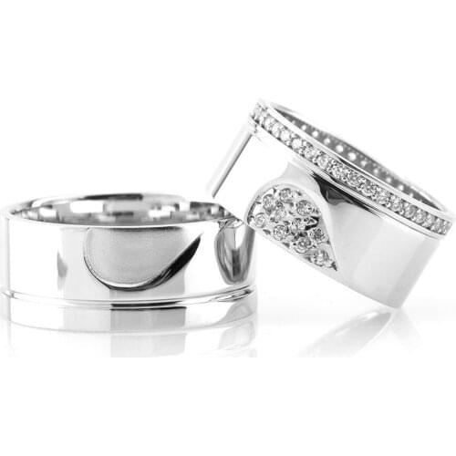 Tesbihane Owner Of My Heart Design 925 Sterling Silver Couple Wedding Rings