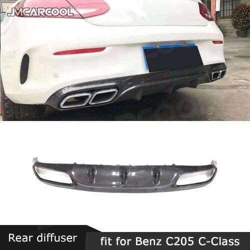 For C205 C63 O Style Carbon Fiber Material Rear Bumper Lip Diffuser for Mercedes Benz C Class W205 AMG Coupe C200 2015 2016 2017