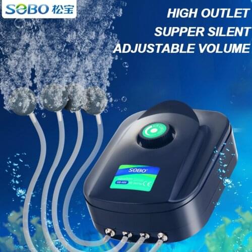 SOBO High Quality Silent Adjustable Aquarium Air Pump Fish Tank Oxygen Air Pump 8w 12w Durable Body 220~240V Air Switch Control