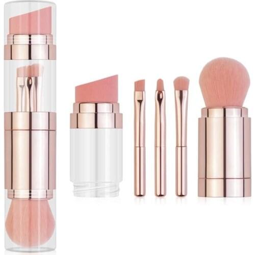 5 In 1 Retractable Makeup Brushes Foundation Eyebrow Shadow Eyeliner Blush Powder Brush Cosmetic Concealer Maquiagem With Lid