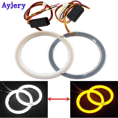 1 Pair White Yellow Led Halo Ring Angel Eyes Headlight 4014 12V Car Daytime Running Light Signal Lamps 60 70 80 90 100 110 120mm