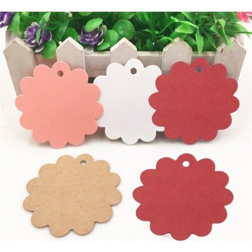 100Pcs Kraft Paper Card Lace Round Type Gift Tag Label Blank Card DIY Scrapbooking Crafts Hang Tags Christmas Birthday Party Tag